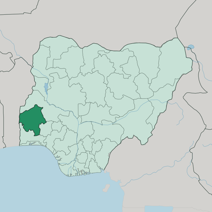 Map showing Oyo State — In Nigeria