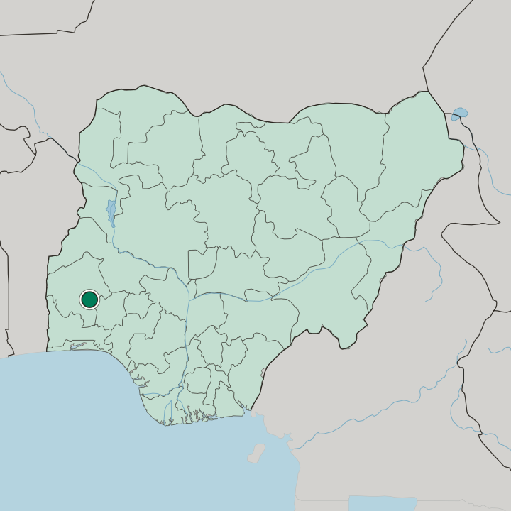 Map showing Oyo — In Nigeria