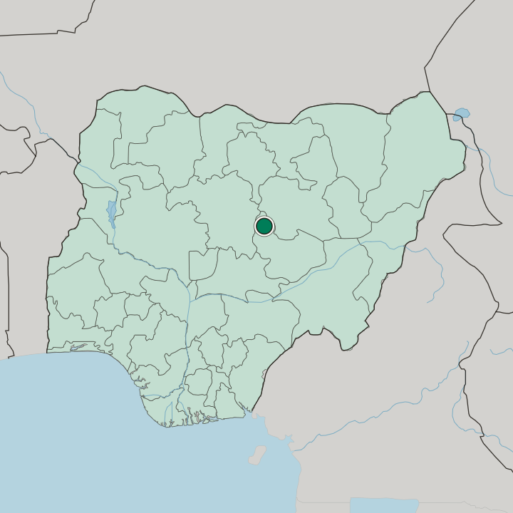 Map showing Jos — In Nigeria