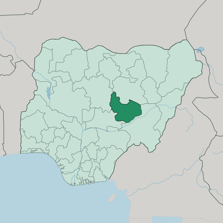 Map showing Plateau State — In Nigeria