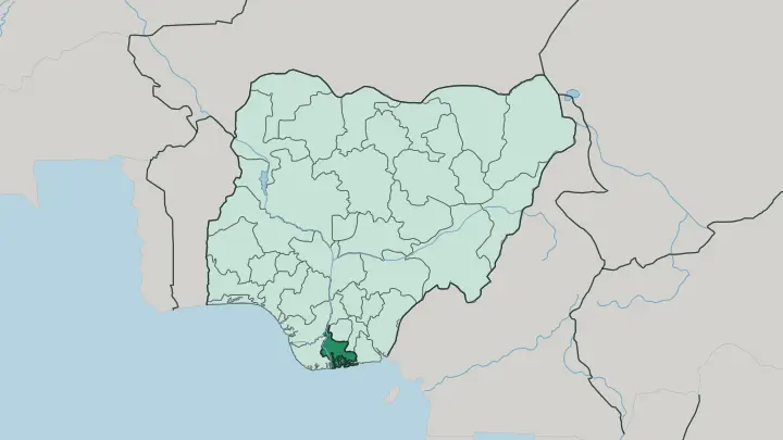 Map of Rivers State in Nigeria