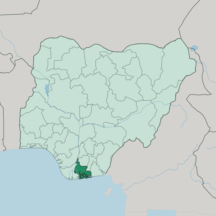 Map showing Rivers State — In Nigeria