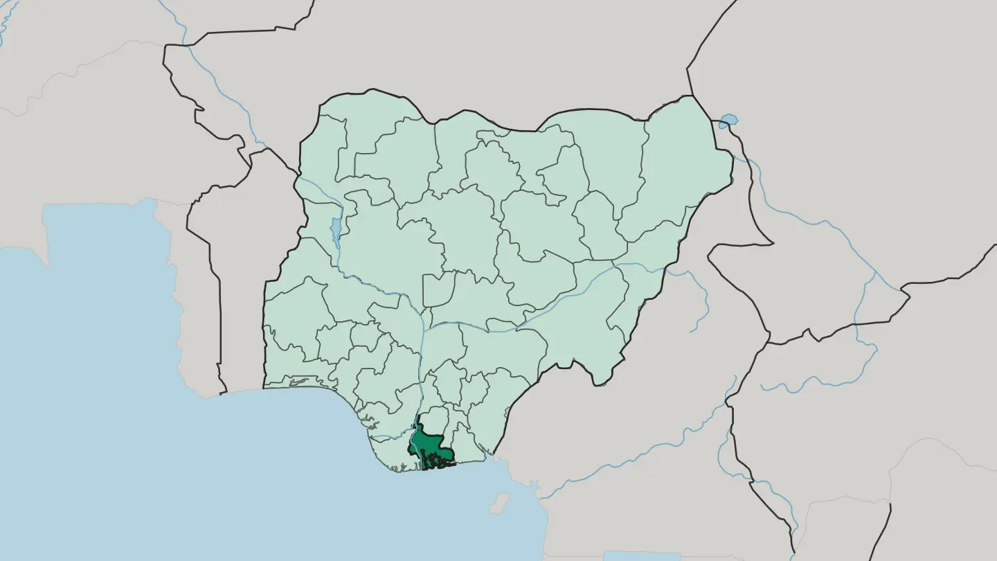 Map of Rivers State in Nigeria