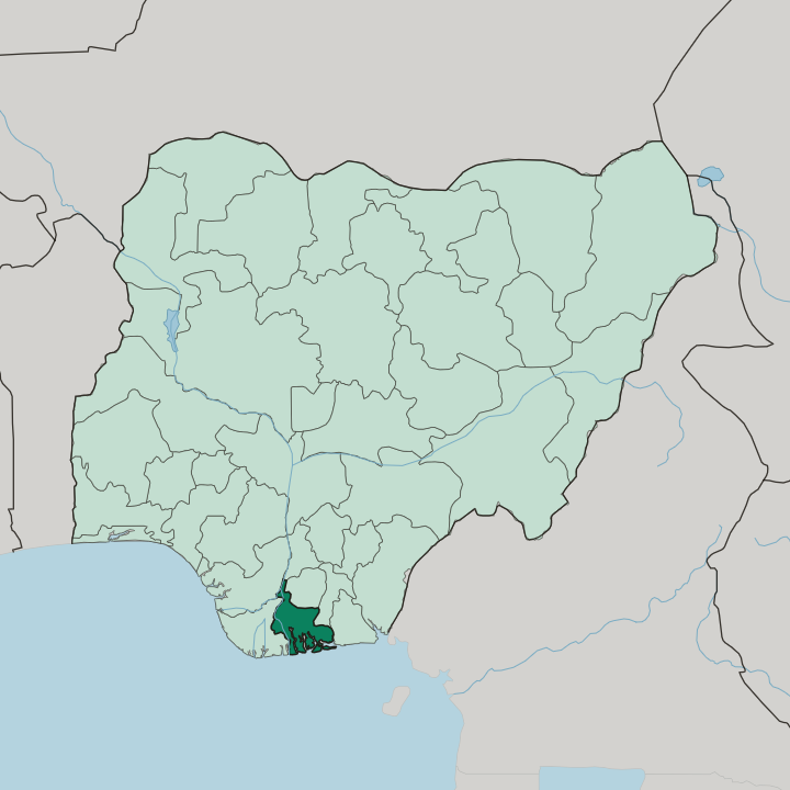 Map showing Rivers State — In Nigeria