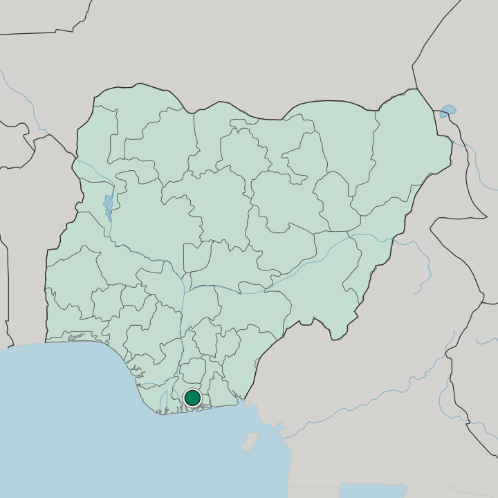 Map showing Port Harcourt — In Nigeria