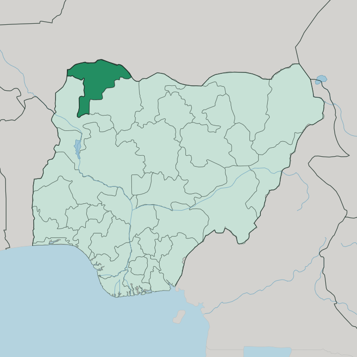 Map showing Sokoto State — In Nigeria