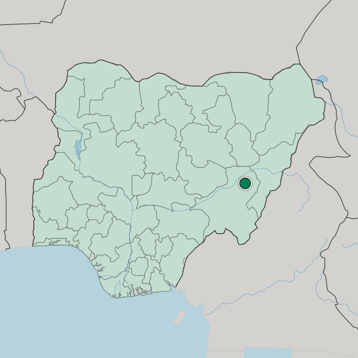 Map showing Jalingo — In Nigeria