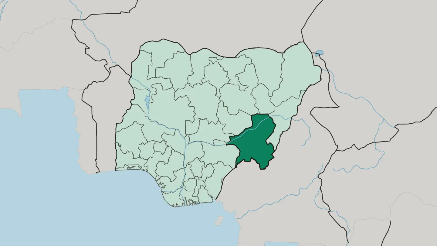 Map of Taraba State in Nigeria