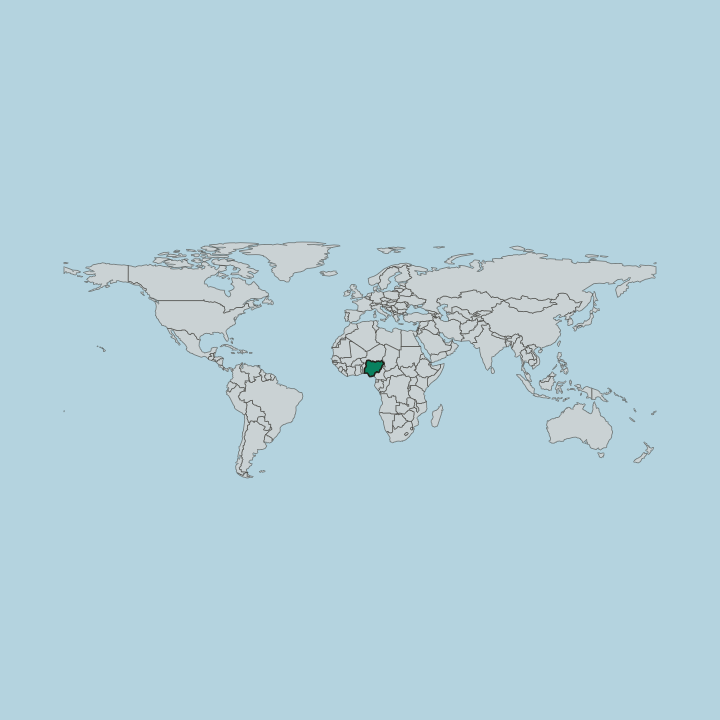 Map showing Nigeria — Worldwide