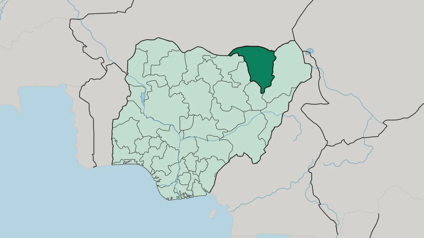 Map of Yobe State in Nigeria