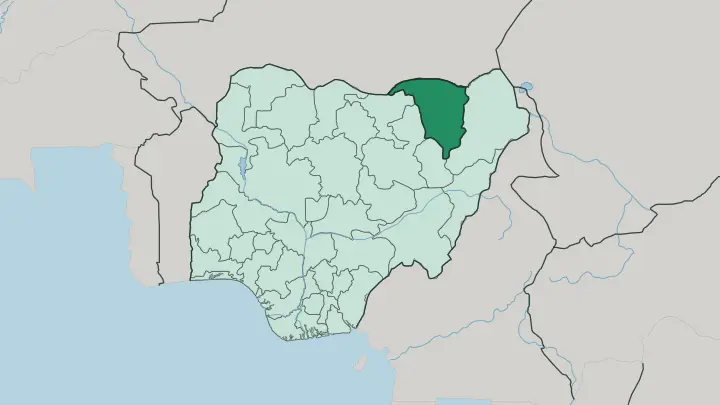 Map of Yobe State in Nigeria