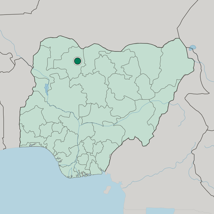 Map showing Gusau — In Nigeria