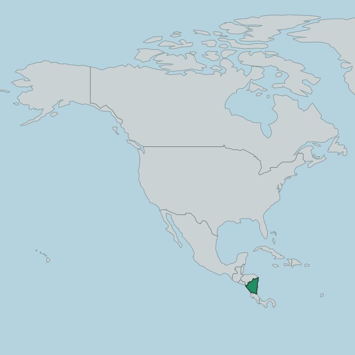 Map showing Nicaragua — In North America