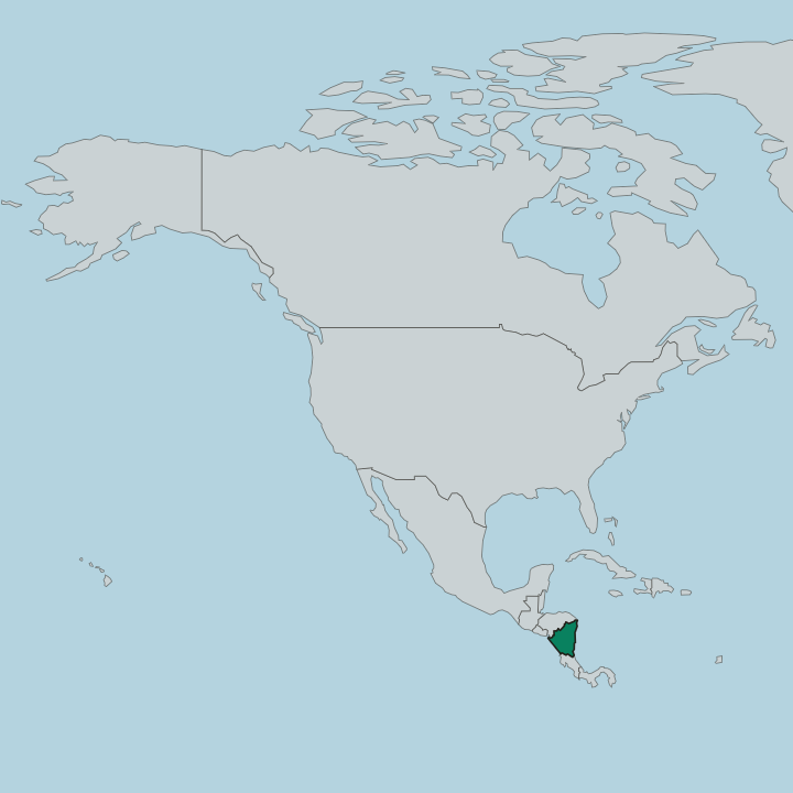 Map showing Nicaragua — In North America