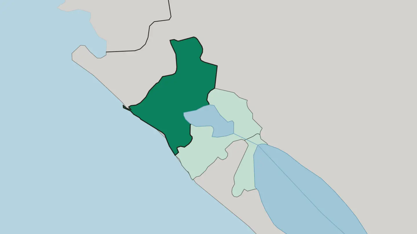 Map of Departamento de León in Nicaragua