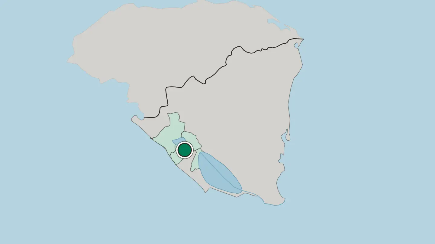 Map of Managua in Nicaragua