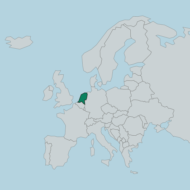 Map showing Netherlands — In Europe