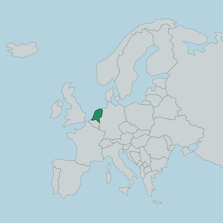 Map showing Netherlands — In Europe