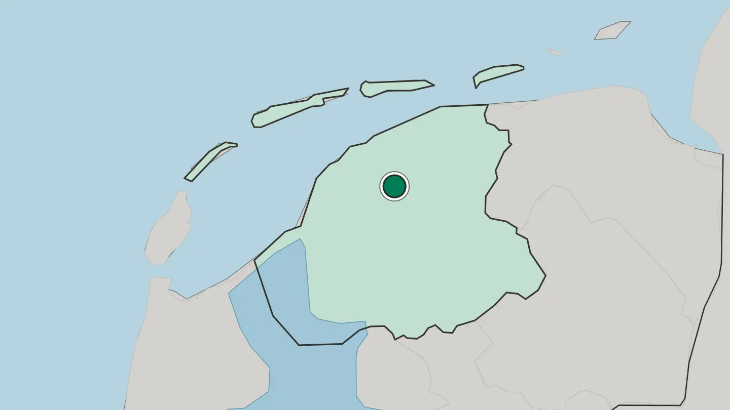 Map of Leeuwarden in Netherlands