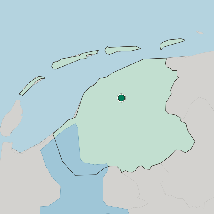 Map showing Huizum — In Provincie Friesland
