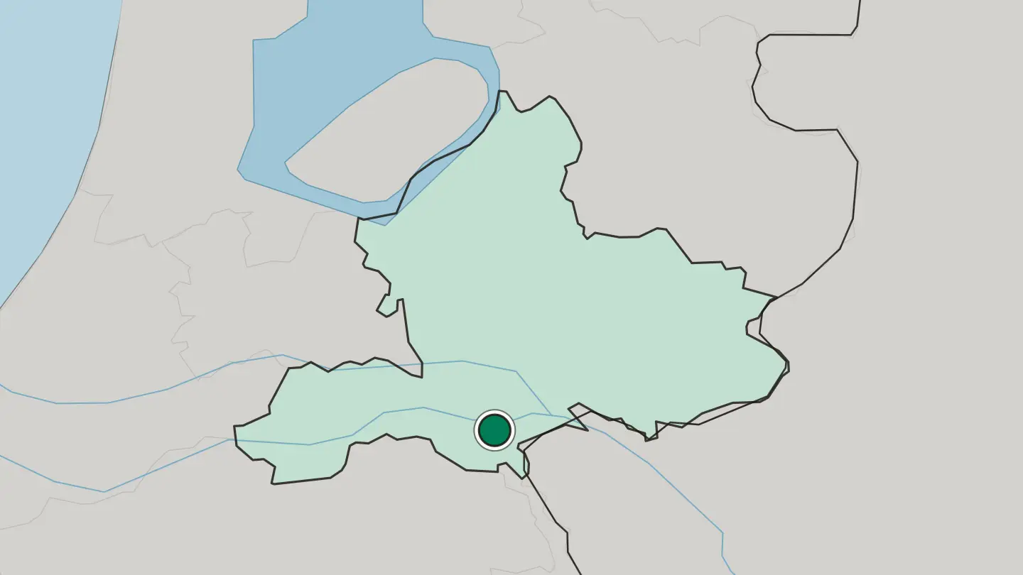 Map of Nijmegen in Netherlands