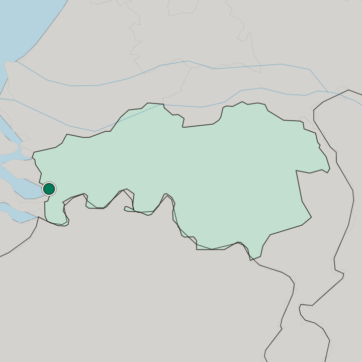 Map showing Bergen op Zoom — In Provincie Noord-Brabant