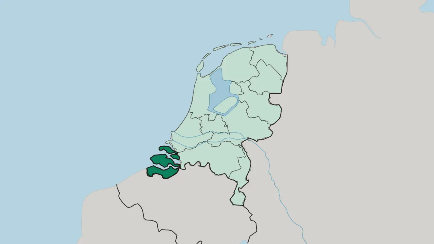 Map of Provincie Zeeland in Netherlands