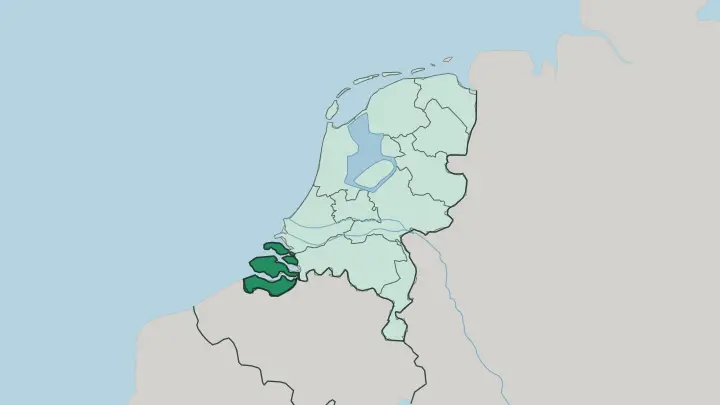 Map of Provincie Zeeland in Netherlands