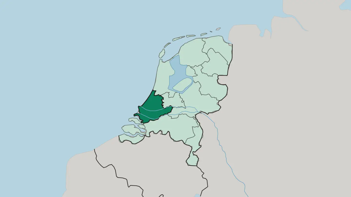 Map of Provincie Zuid-Holland in Netherlands