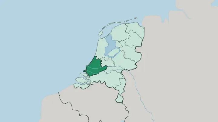 Map of Provincie Zuid-Holland in Netherlands
