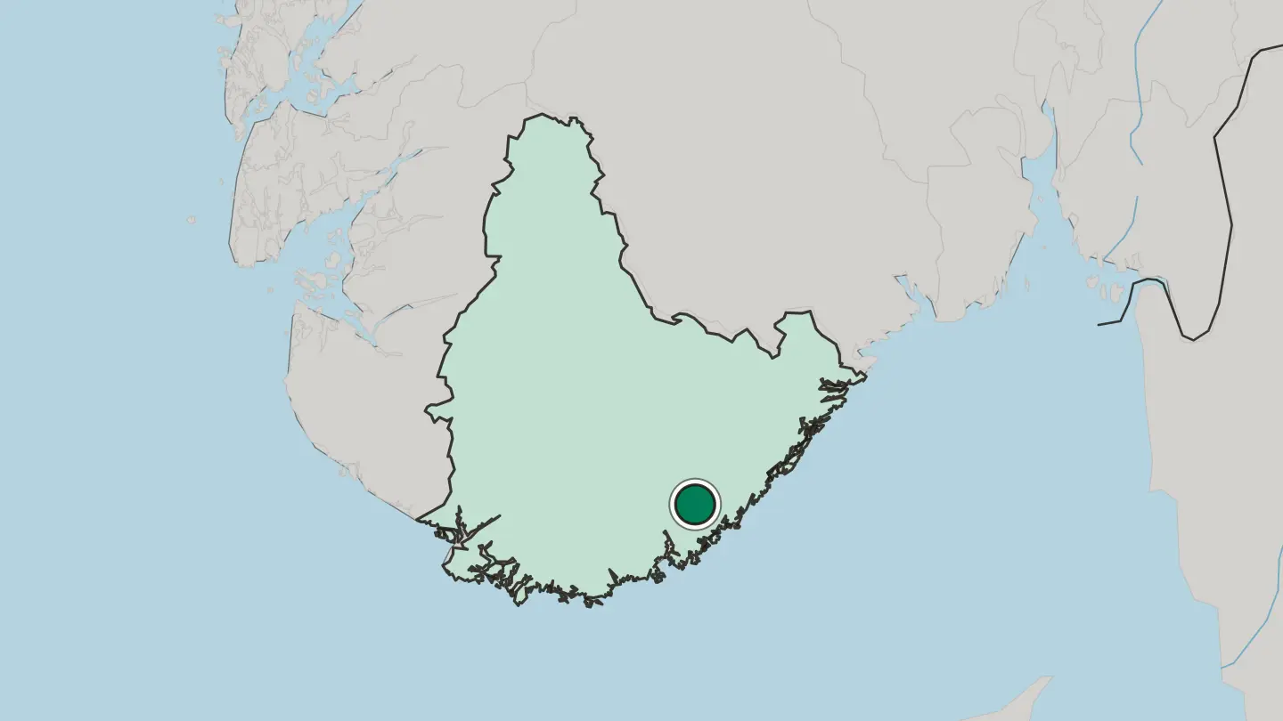 Map of Birkeland in Norway