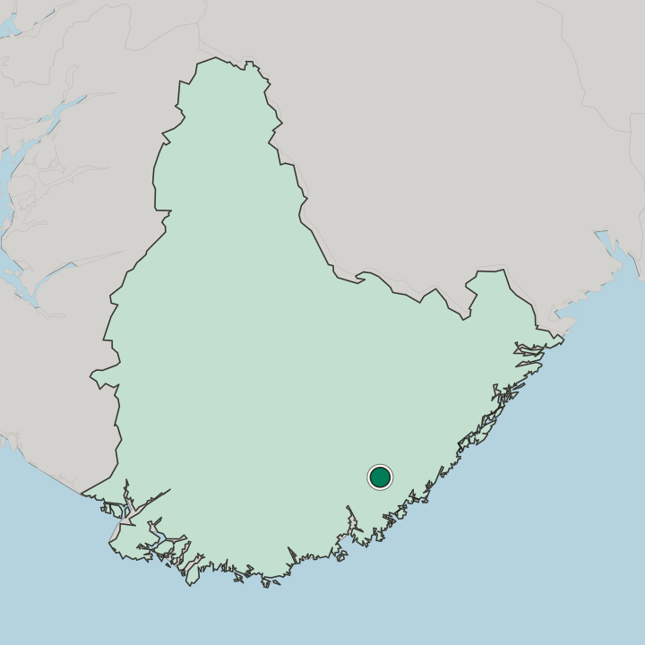 Map showing Birkeland — In Agder