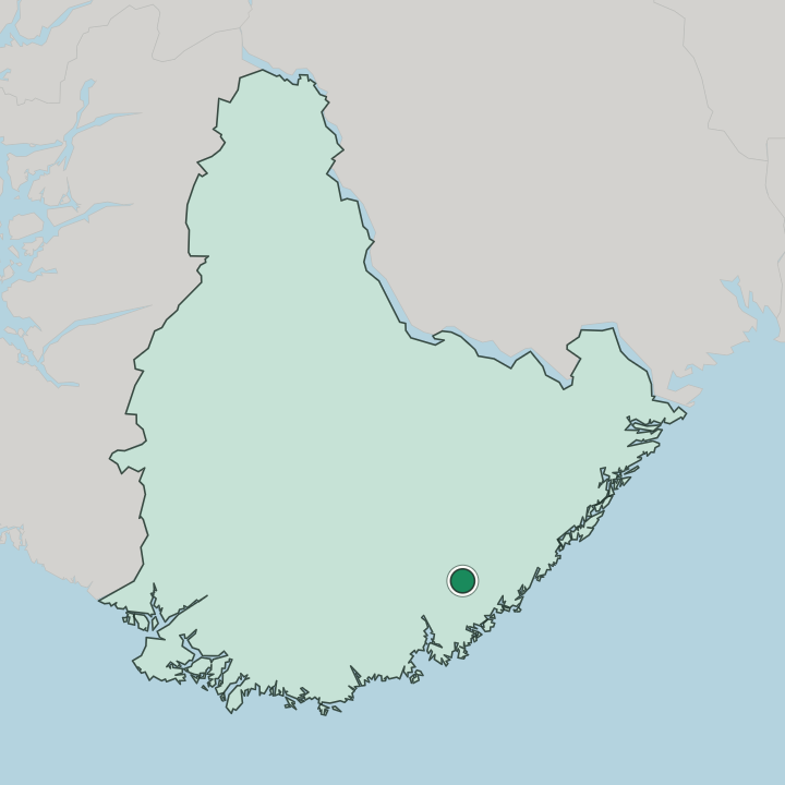 Map showing Birkeland — In Agder