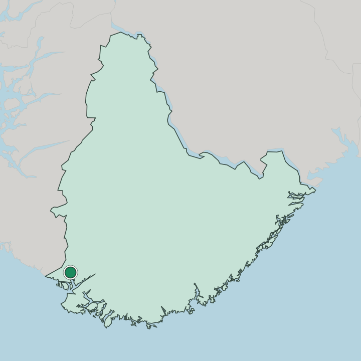 Map showing Flekkefjord — In Agder