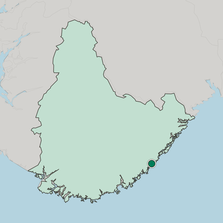 Map showing Grimstad — In Agder