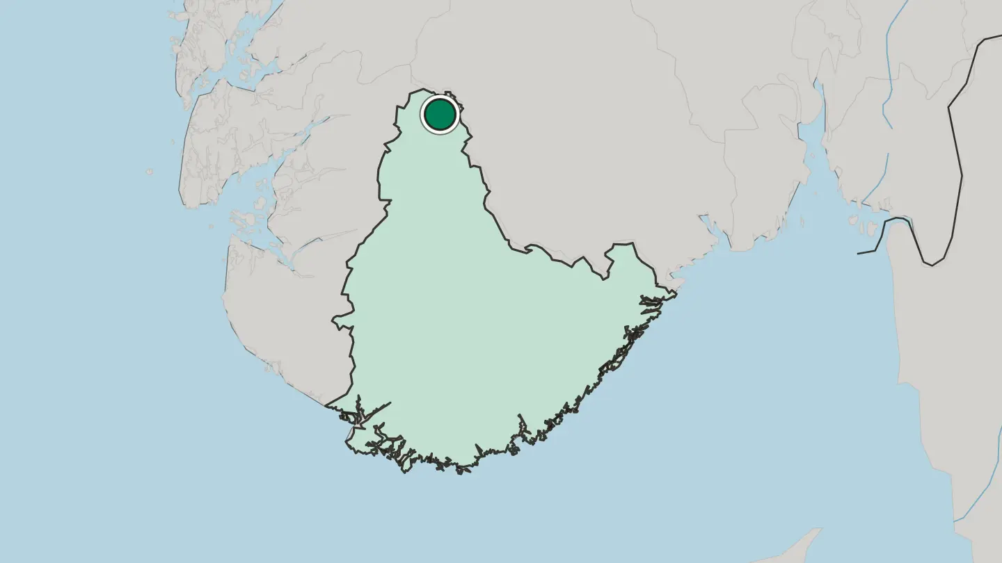 Map of Hovden in Norway