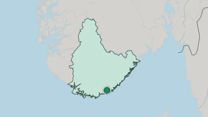 Map of Kristiansand in Norway