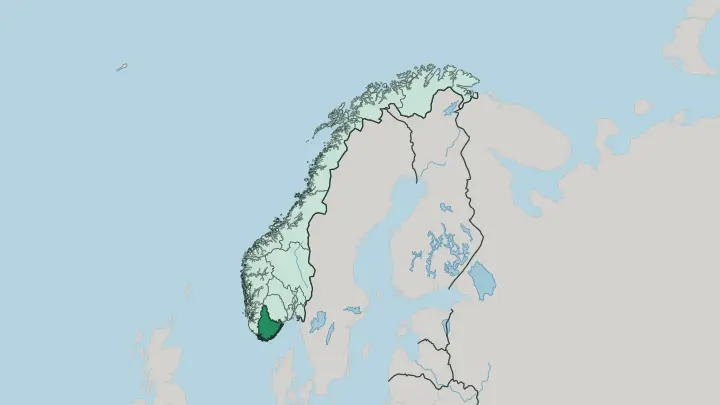 Map of Agder in Norway