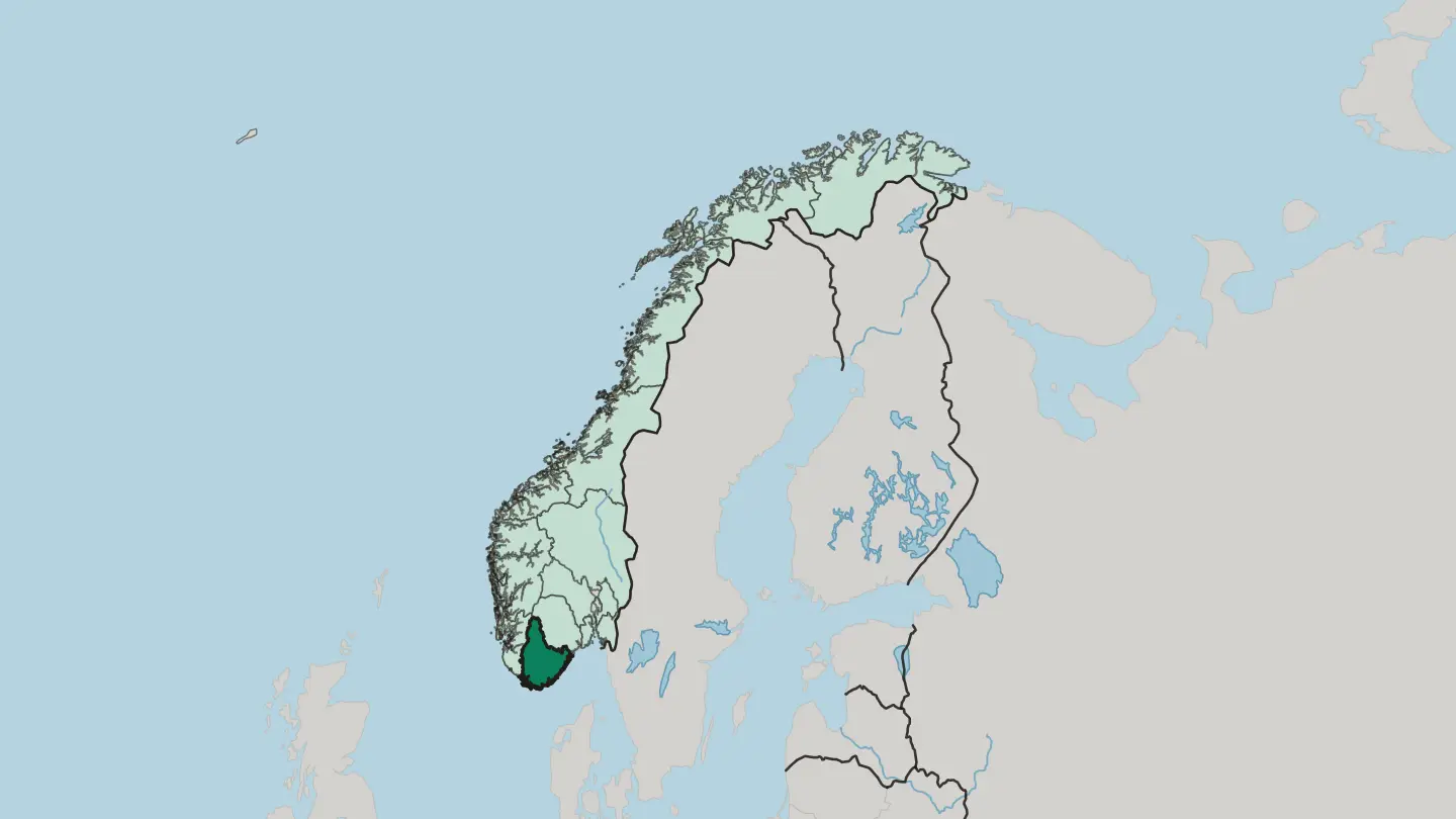 Map of Agder in Norway