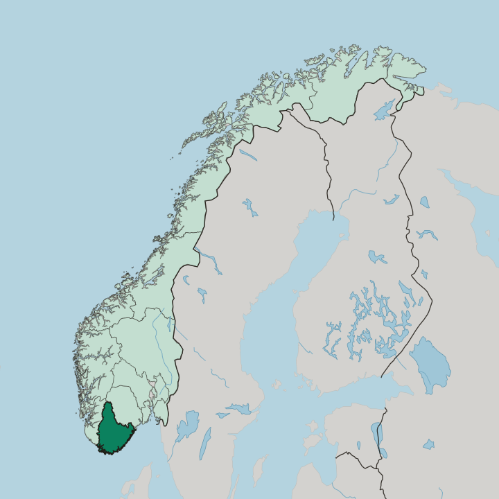 Map showing Agder — In Norway