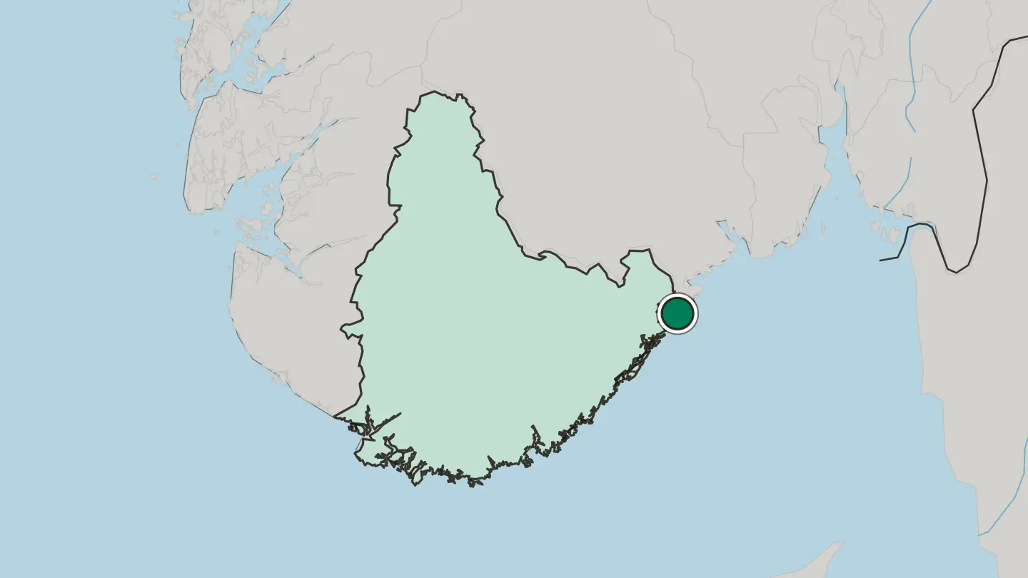 Map of Risør in Norway