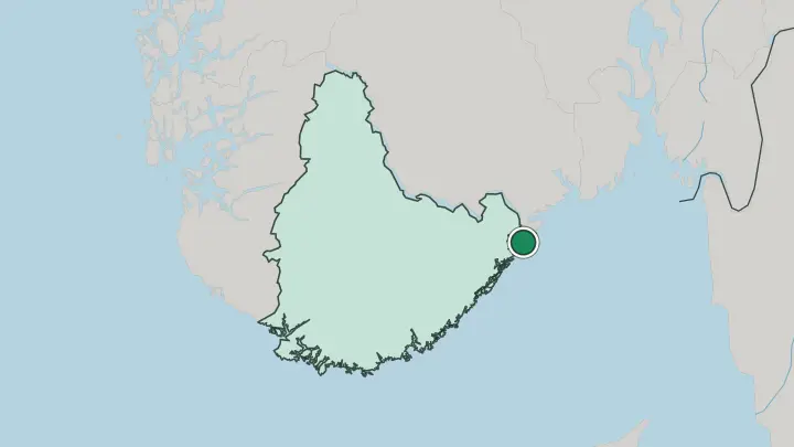Map of Risør in Norway