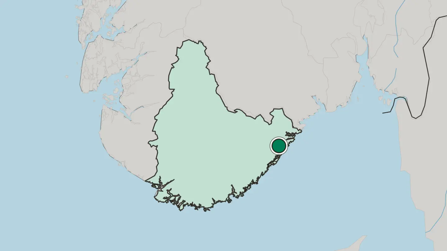 Map of Tvedestrand in Norway