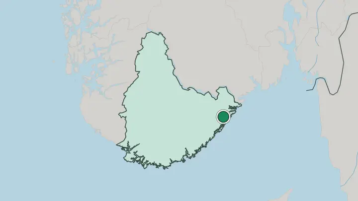 Map of Tvedestrand in Norway