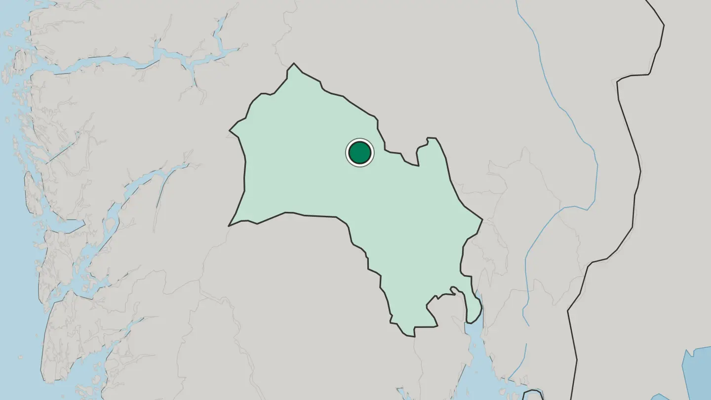 Map of Nesbyen in Norway