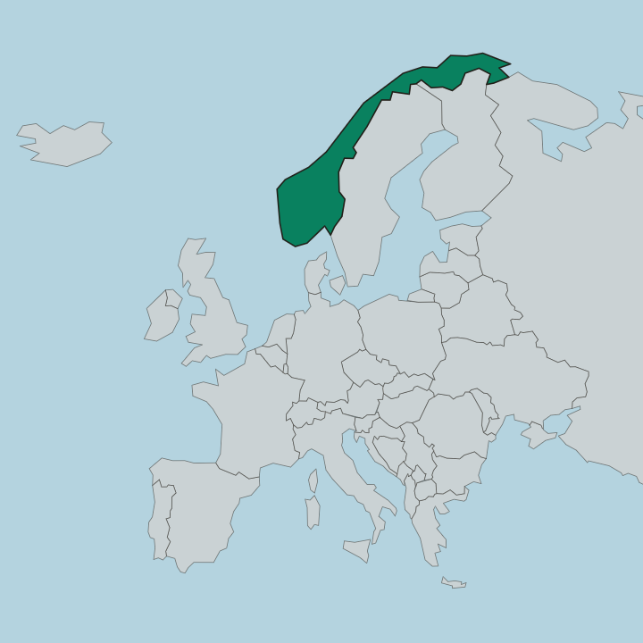 Map showing Norway — In Europe