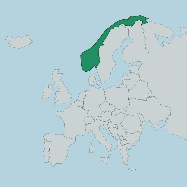 Map showing Norway — In Europe