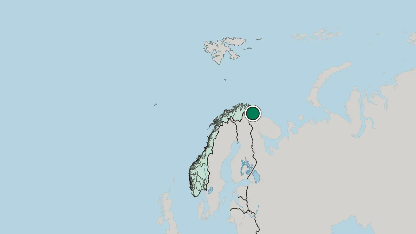 Map of Kirkenes in Norway