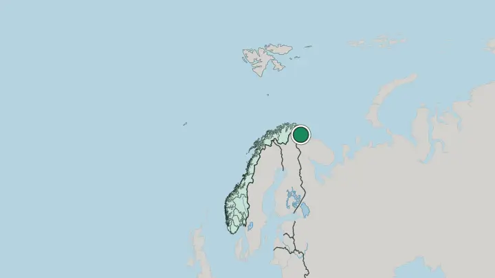 Map of Kirkenes in Norway
