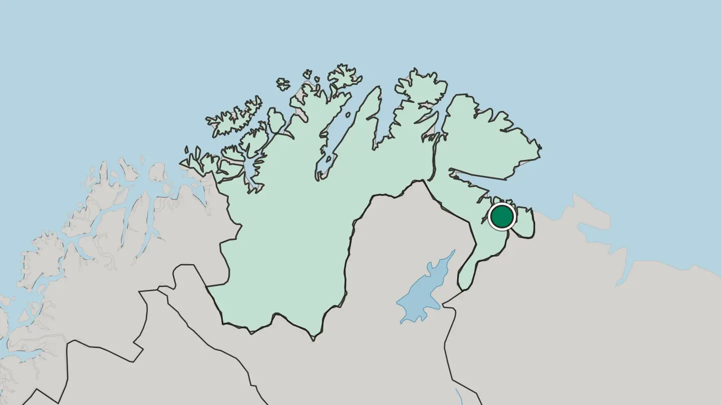 Map of Kirkenes in Norway